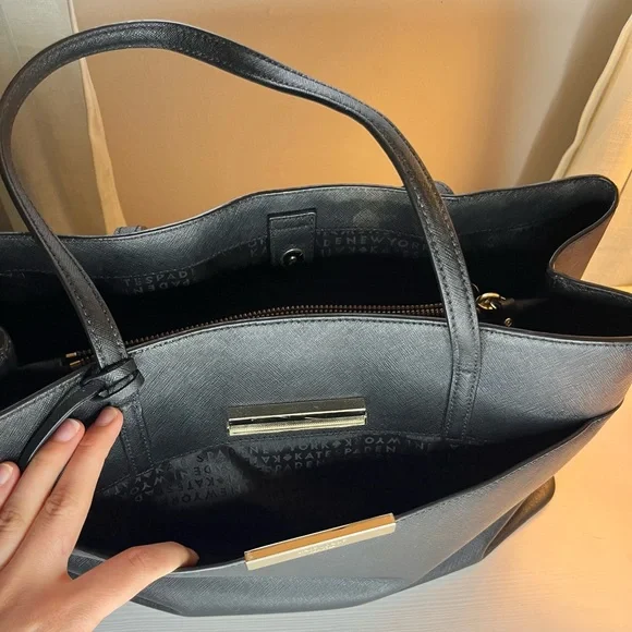 Kate Spade Maiden Way Saffiano Clarke Black Leather Large Tote Laptop Bag - Picture 11 of 12